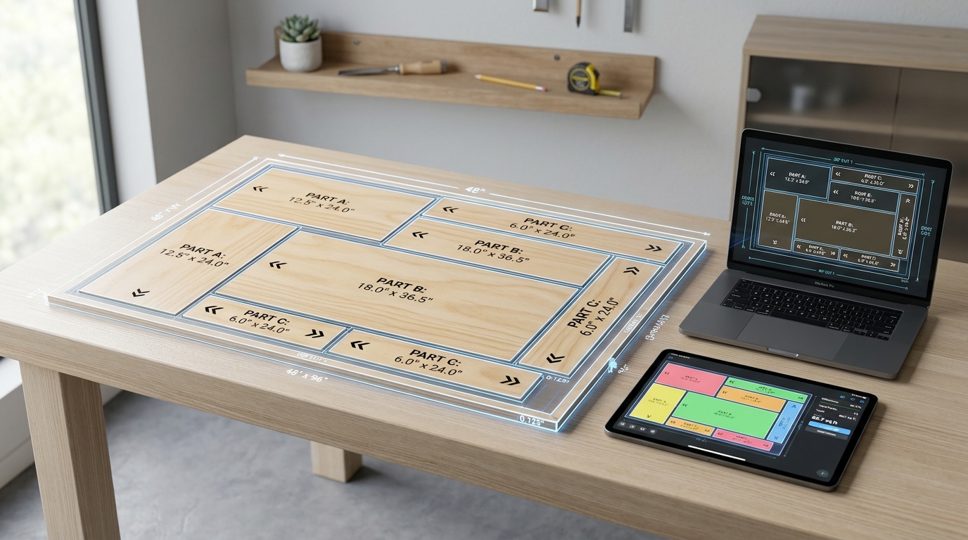 Cut List Optimizer Free - 2D Plywood Sheet Nesting and 1D Linear Lumber Cutting Visualizer